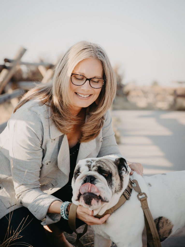 jennifer mcleland virtual integrative wellness and holistic life coach with dog Biggie in colorado